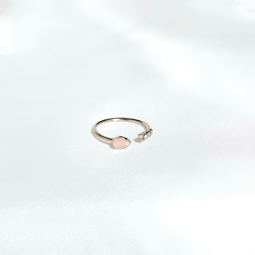 【寅の日・天赦日・一粒万倍日】【大金を招き入れる】ピンクリーフ&スリーダイヤリング*