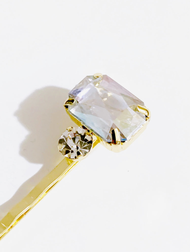 ¥2990→¥1990【5カラット級・金運UP】ダイヤモンド・ヘアピン*(emerald cut)