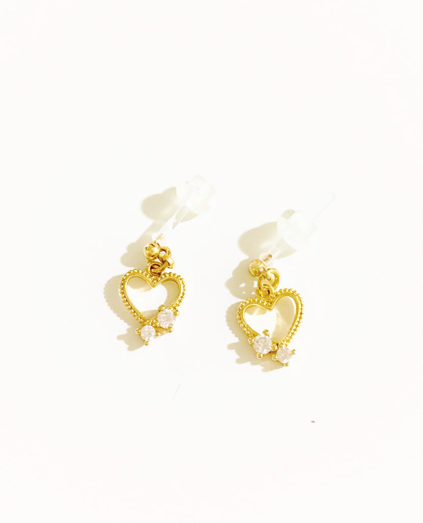 ¥777【恋愛運】ツインダイヤハートピアス*