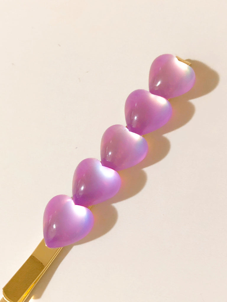 【好きな人にだけ愛される】 クリアーハートヘアピン(クンツァイト)*