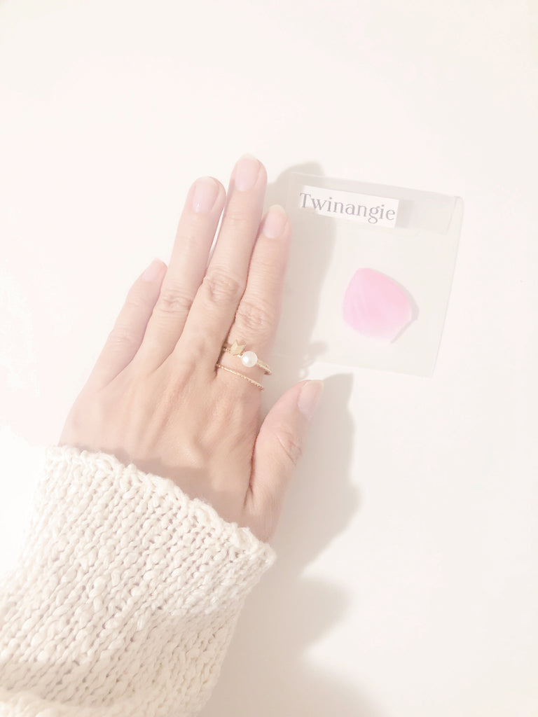 (フラワー付)ムーンペアリング・ラ・フレッチェリング*la fleche ring**