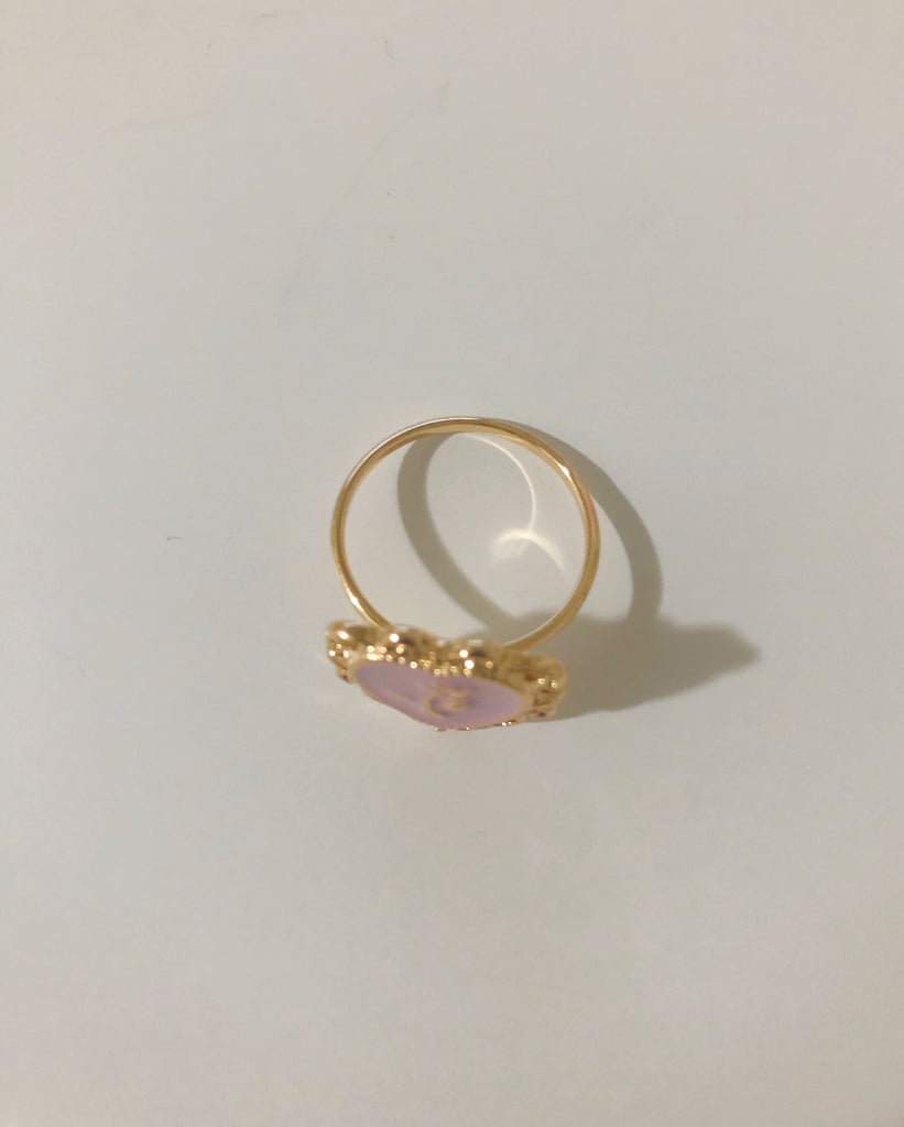 (婚活リング)柔らかピンクローズ&ハートリング