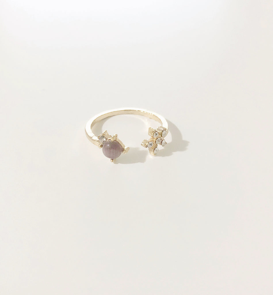 【最後の1点】【天使からの贈り物】アメジストエレスチャル+ダイヤフラワーリング