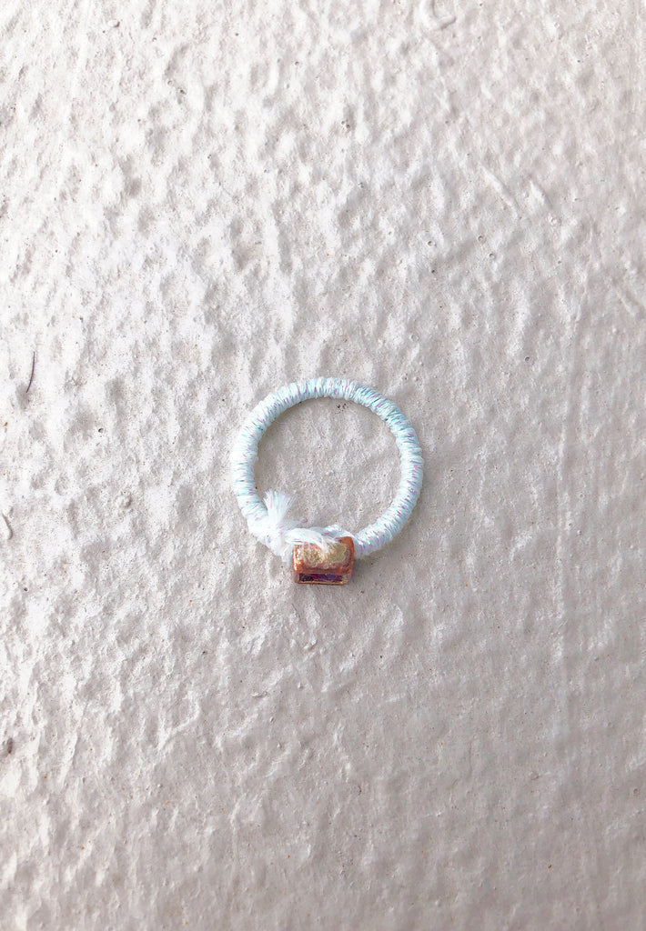 (ミサンガリング) red stone + white new moon quipe ring