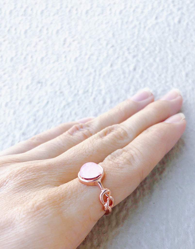【縁を結ぶ・結婚】ピンクムーンストーンリュバンリング