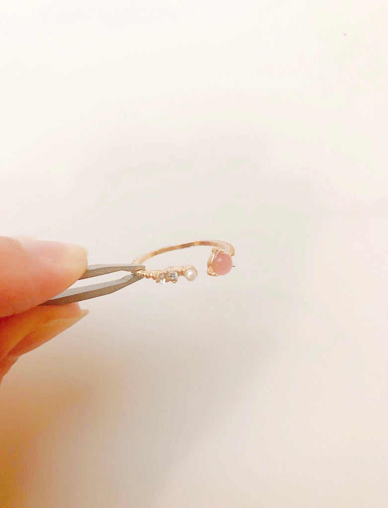 【艶で落とす】いちごのインカローズ・パール・ダイヤのリング