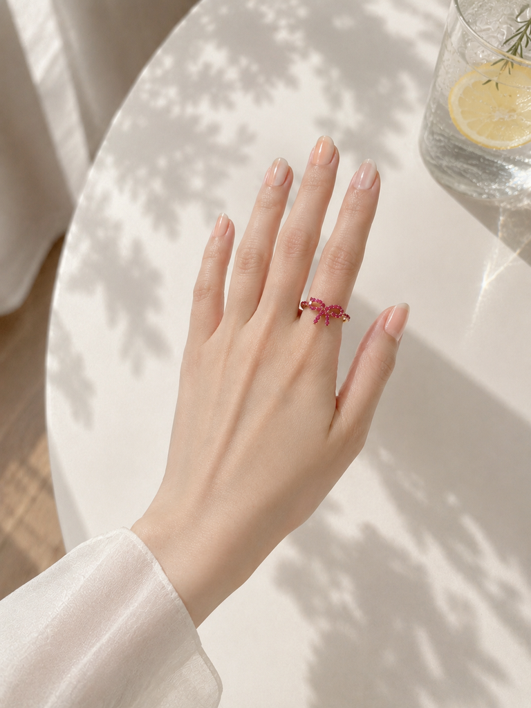 ¥2999→¥599【最強】[モテモテ] Red Pink Ribbonリング*(OUTLET/no.2)
