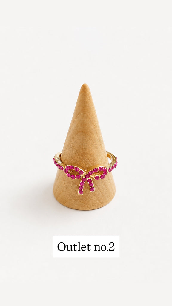 ¥2999→¥599【最強】[モテモテ] Red Pink Ribbonリング*(OUTLET/no.2)
