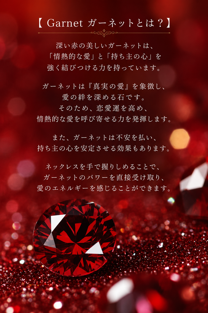 【握りしめてパワー受け取り】ガーネットネックレス*