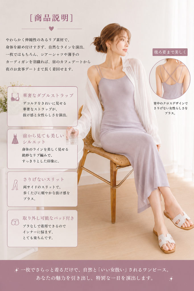 【いい女扱い】 サマーリブワンピース*(vintage)