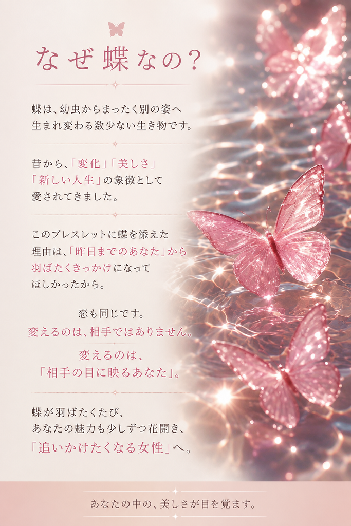 【別人級モテ】ホワイトバタフライブレスレット*(ホワイトキャッツアイ)