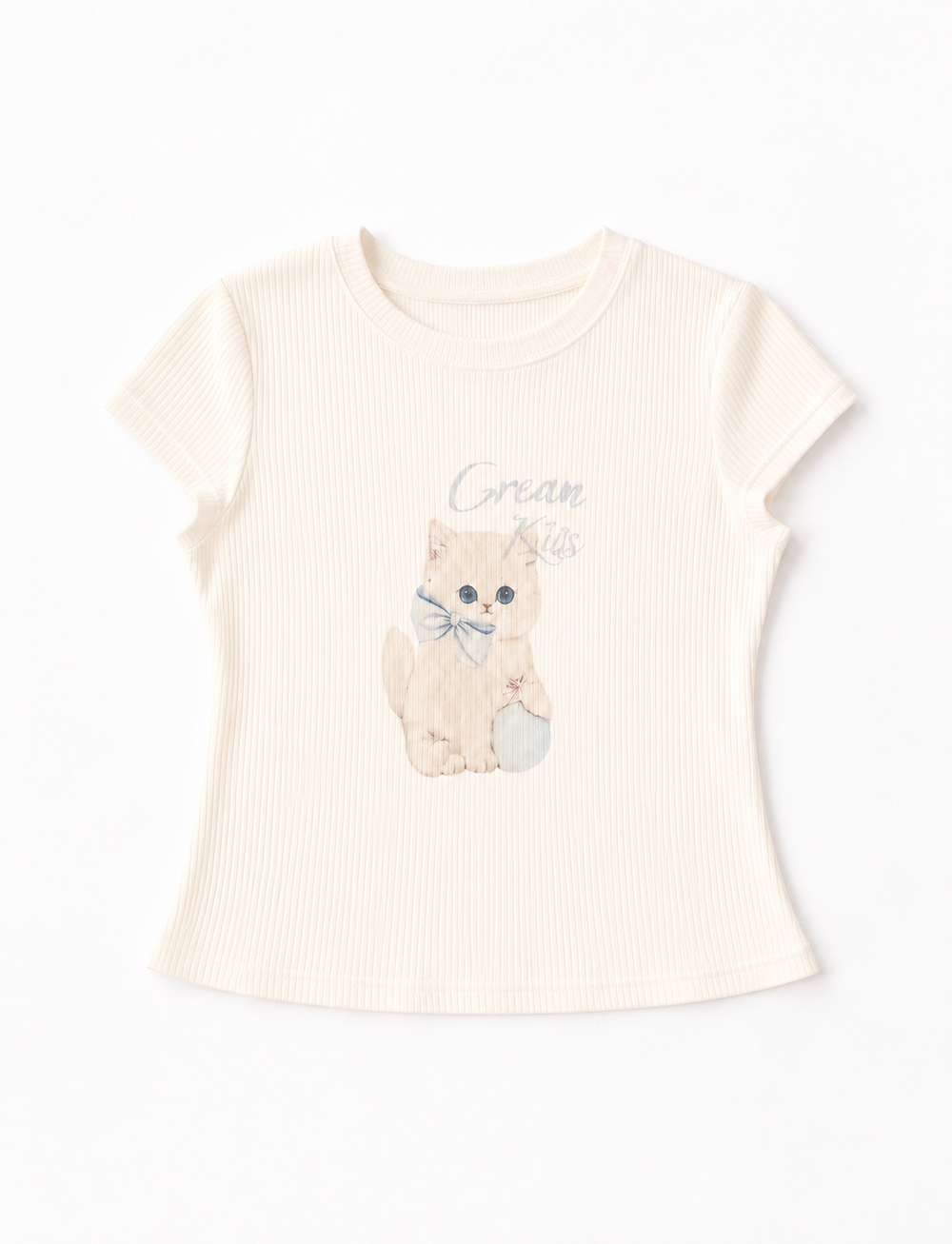 【守りたくなる】キャット・リブ・Tシャツ（ピンクムーンストーン付）