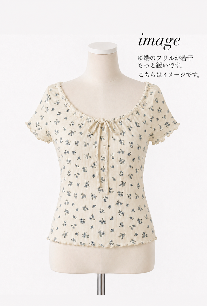 【メロメロ】プティ・フルーリ・トップス（ストーン付）off white cream