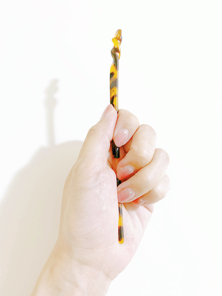 【黒字】 ブラウンカルセドニー＆ブラックオニキスかんざし*