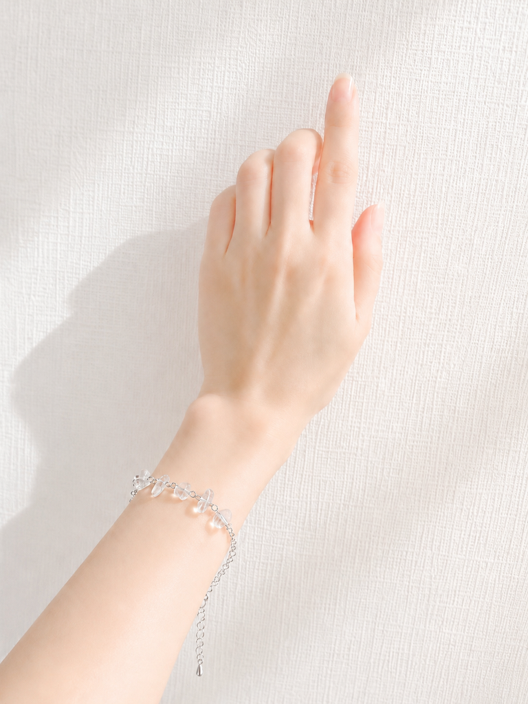 ¥2000オフ [古代秘密儀式]ハニー・クリスタル・ブレスレット*(silver)