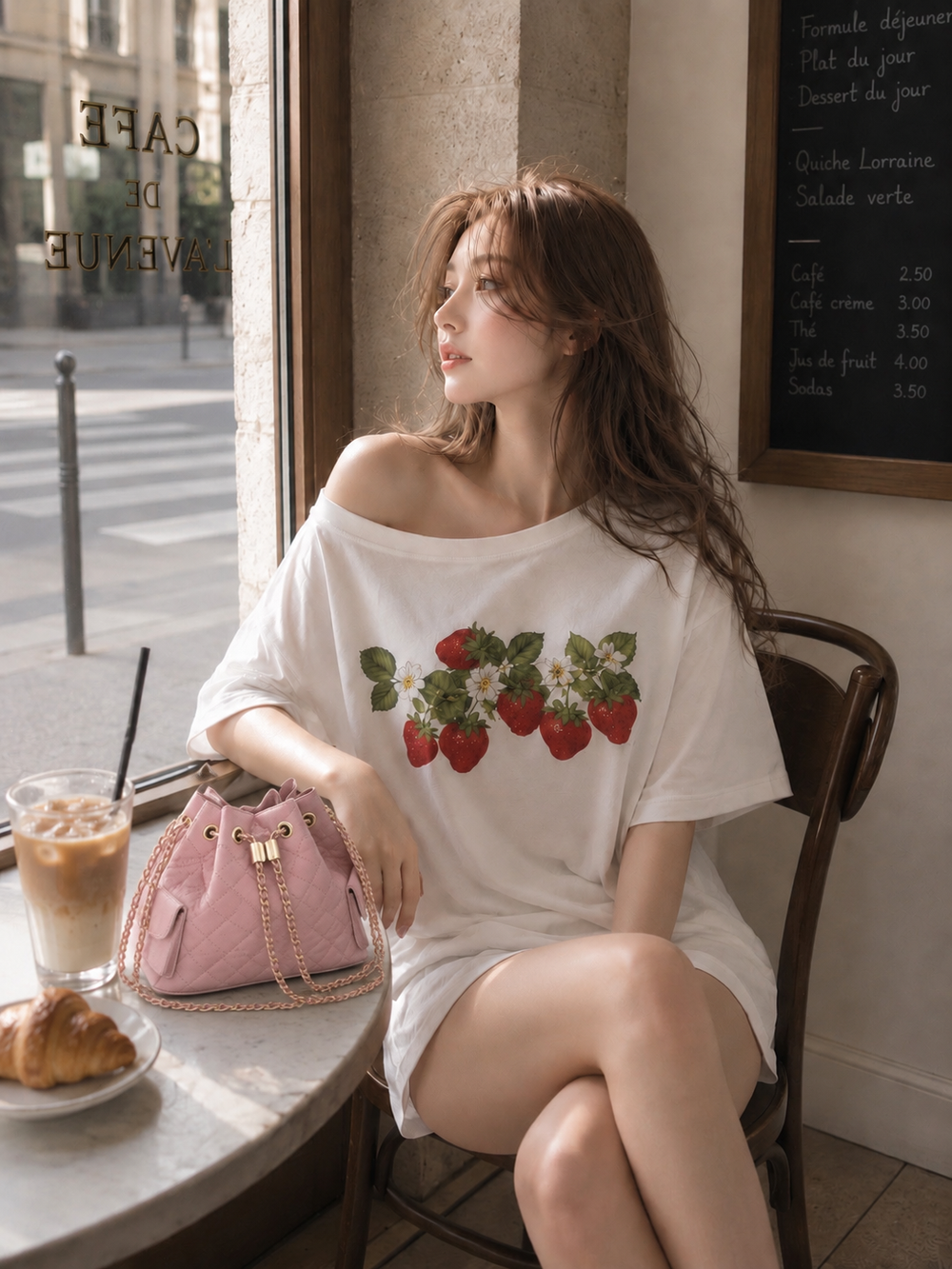 【モテ】スイートストロベリーTシャツ（ブルーレースアゲート付）