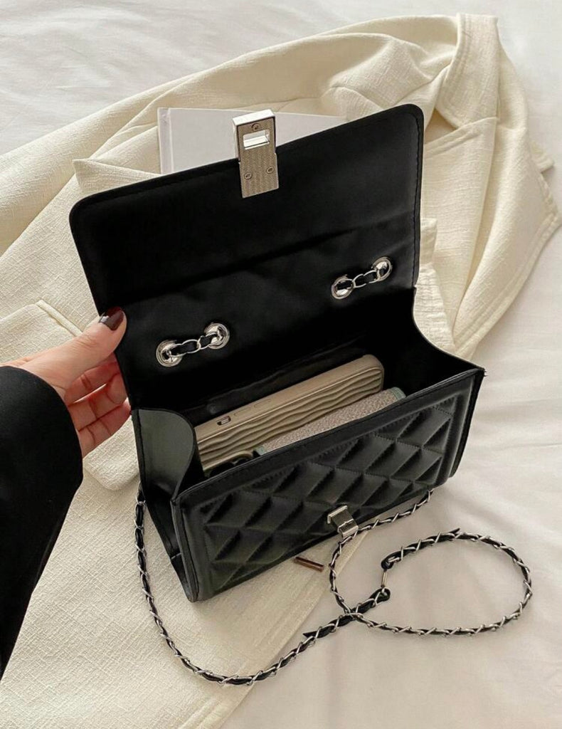 [Love Sapphires / Milky Pink & Orange] Mini Quilted Bag (Black)*