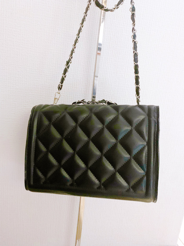 [Love Sapphires / Milky Pink & Orange] Mini Quilted Bag (Black)*