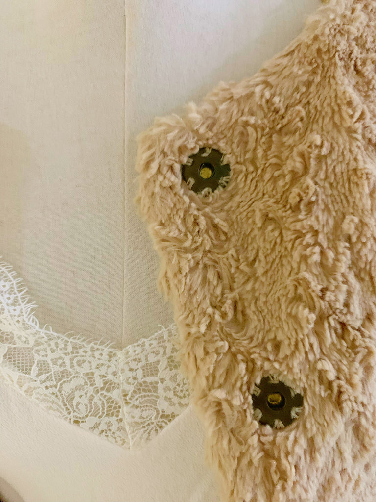 【お買い得】柔らかブラウンエコファーカーディガン(vintage)*