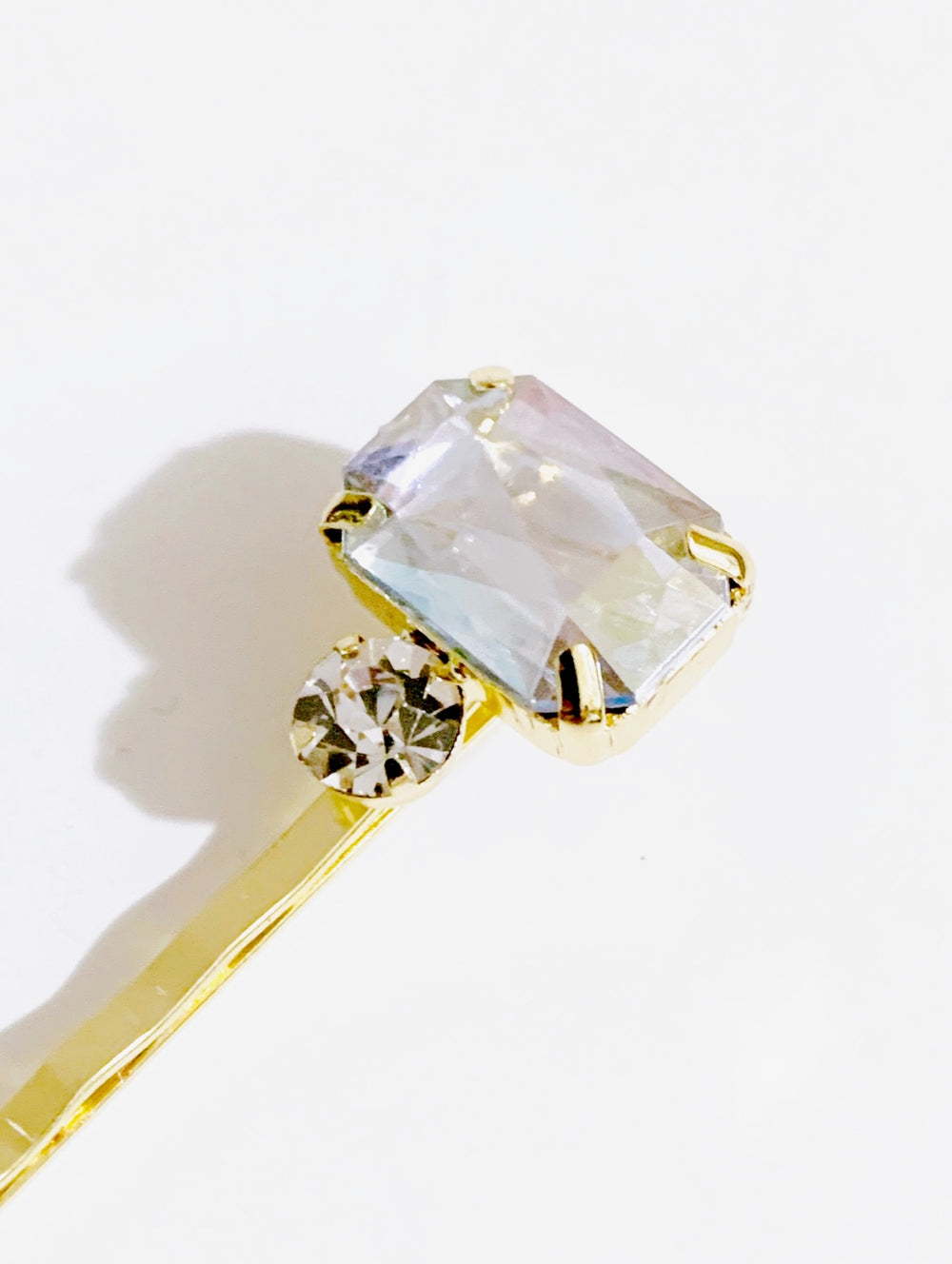 ¥2990→¥1990【５カラット級・金運UP】ダイヤモンド・ヘアピン*(emerald cut)