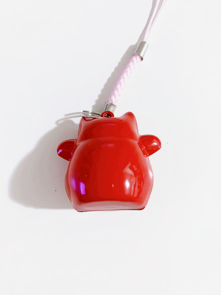 [本日冬至]  宝を招く猫の鈴キーホルダー(red)*