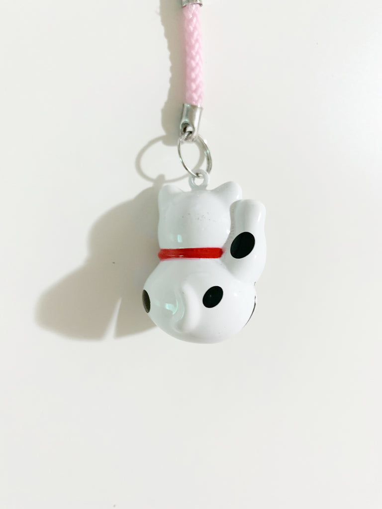 [本日冬至]  宝を招く猫の鈴キーホルダー(white)*