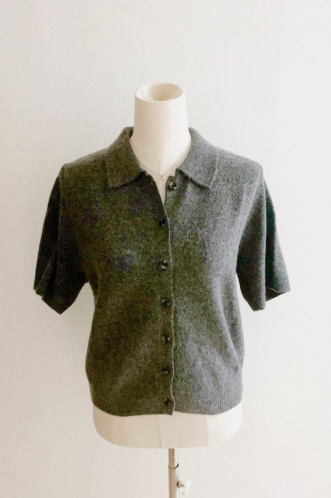 [最強のモテ] 2WAY襟付きグレーニットカーディガン* (ピンクリッチストーン)