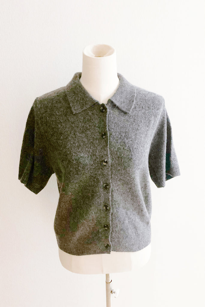 [最強のモテ] 2WAY襟付きグレーニットカーディガン* (ピンクリッチストーン)