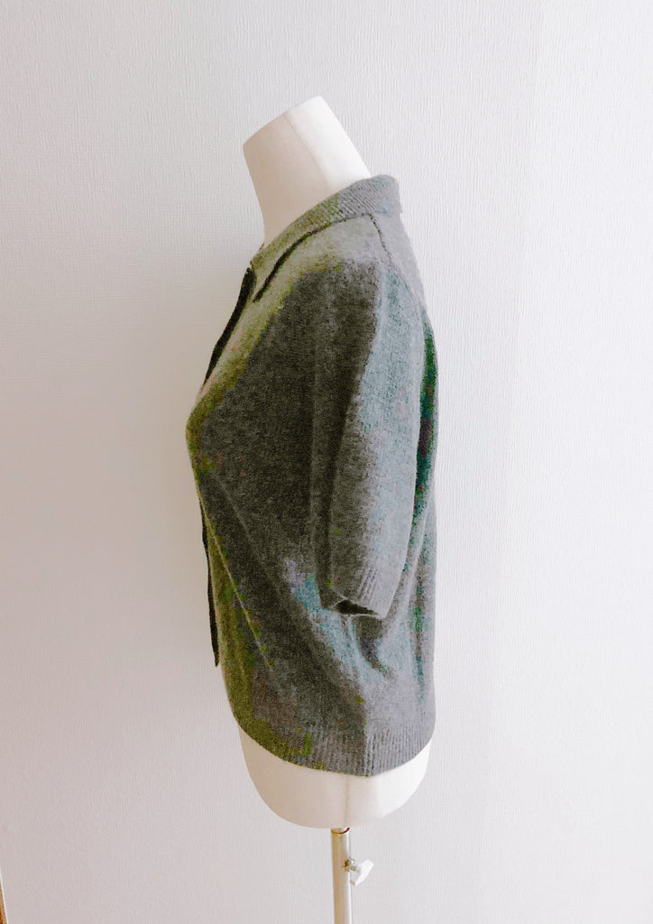 [最強のモテ] 2WAY襟付きグレーニットカーディガン* (ピンクリッチストーン)