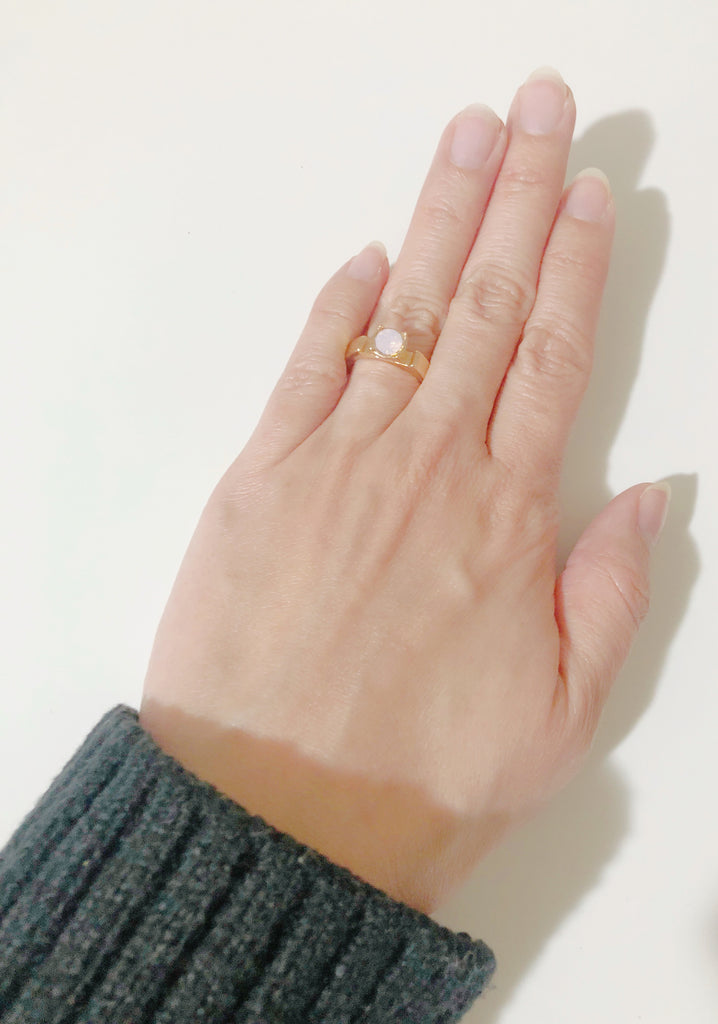 [限定1点]【メロメロ】ピンクオパールリング+ローズコットンセット