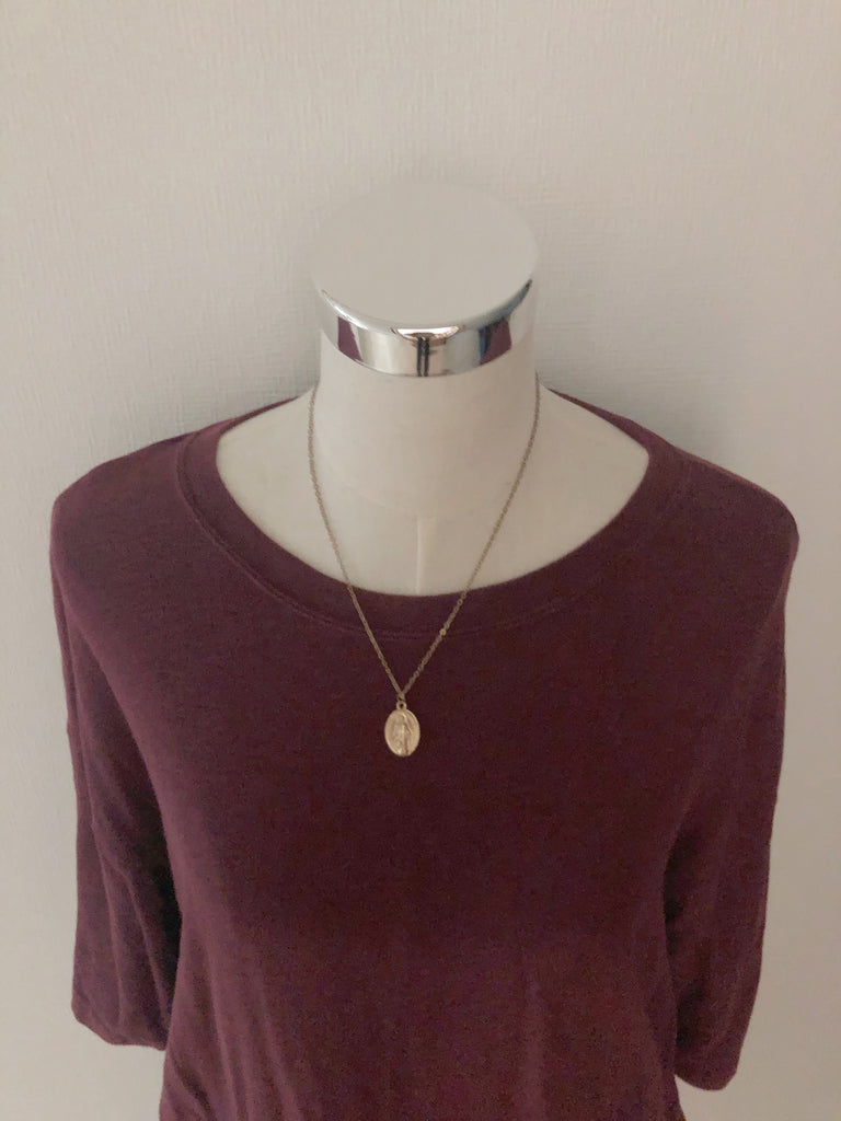 "金運up"の願いが叶うコットン100%ボルドーカットソーワンピース*(vintage)