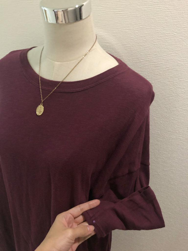 "金運up"の願いが叶うコットン100%ボルドーカットソーワンピース*(vintage)