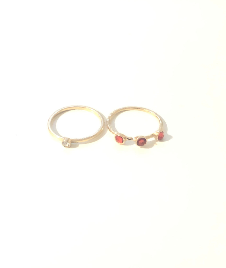 【50%OFF】【最後の1点】[リング2つ]メロメロダイヤリング&ハーフエタニティレッドムーンセット