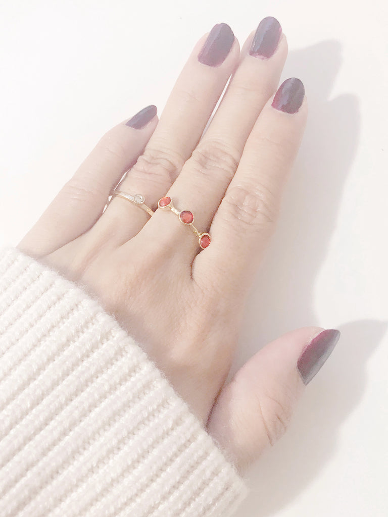 【50%OFF】【最後の1点】[リング2つ]メロメロダイヤリング&ハーフエタニティレッドムーンセット